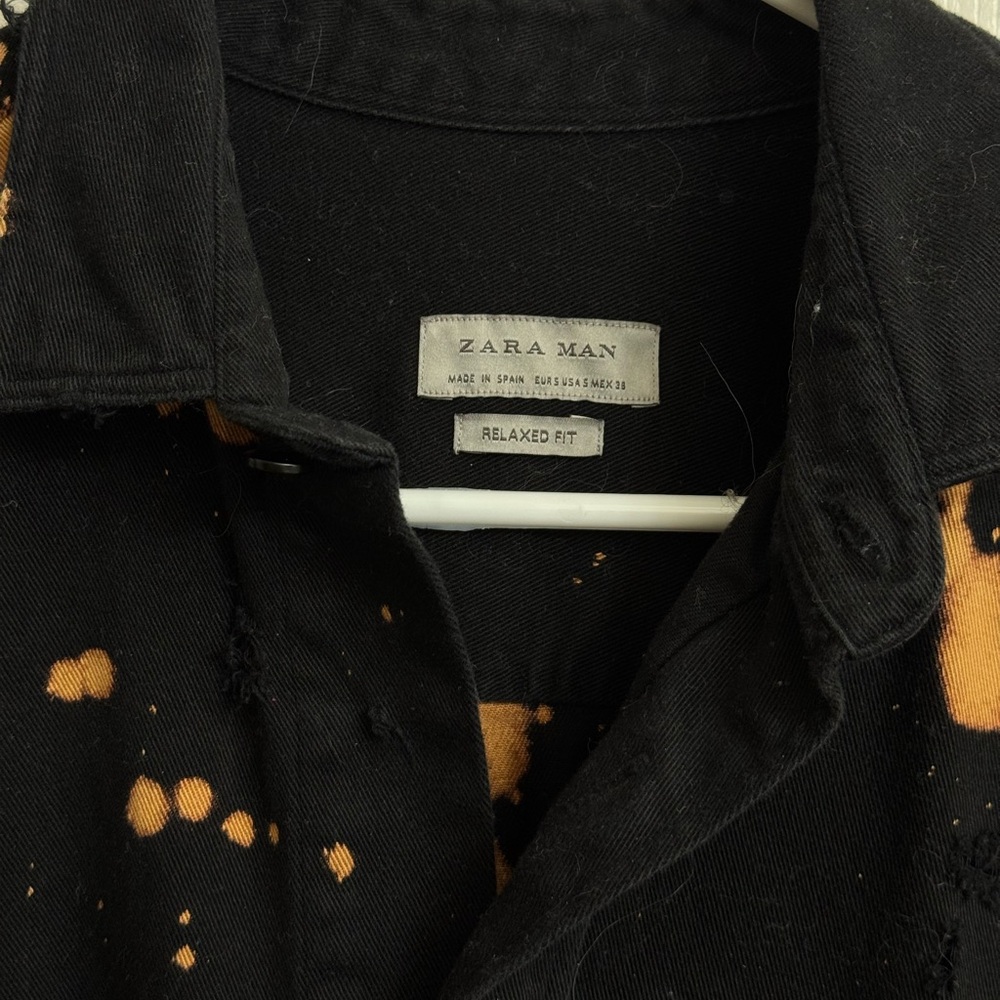 Zara Black and Orange (bleached) Splatter Men's Shirt